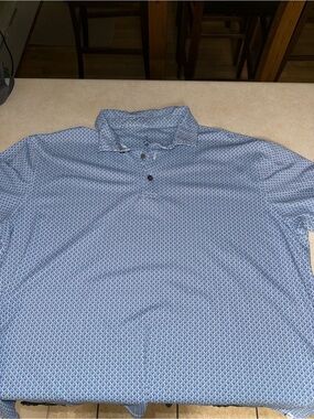 Men's Light Blue Geo-Pattern Polo Golf Shirt